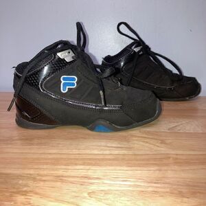 Fila, Toddler Team Effort Shoes High Top Lace Up Sneakers, Black Blue Size 11